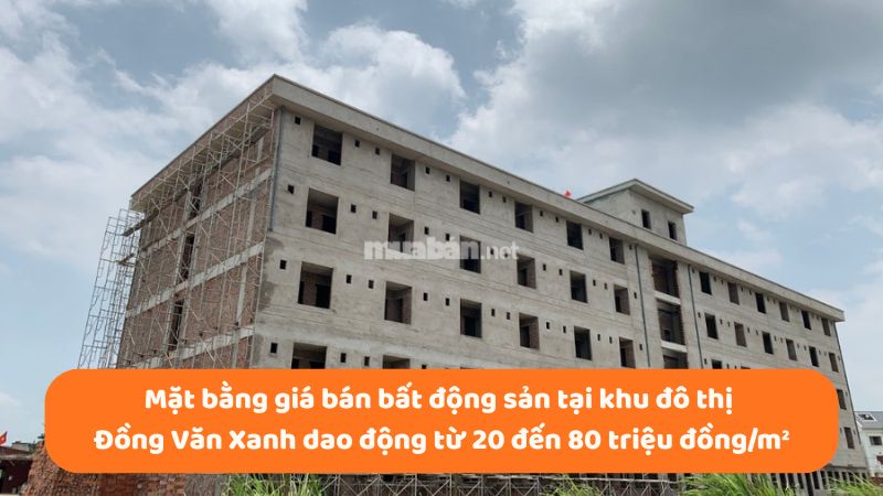Khu đô thị Đồng Văn Xanh: Vị trí, tiện ích, tiềm năng dự án Mặt bằng giá bán bất động sản tại khu đô thị Đồng Văn Xanh dao động từ 20 đến 80 triệu đồng/m²