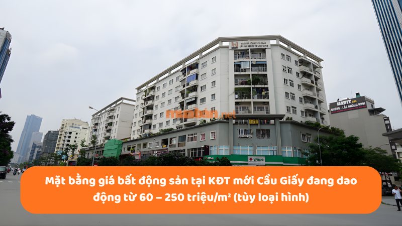 Khu đô thị mới Cầu Giấy Hà Nội: Quy hoạch hiện đại ở phía Tây Mặt bằng giá bất động sản tại KĐT mới Cầu Giấy đang dao động từ 60 – 250 triệu/m² (tùy loại hình)