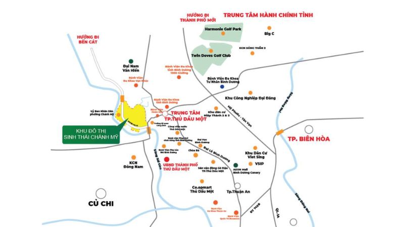 Khu đô thị Chánh Mỹ: Vị trí, tiện ích, tiềm năng dự án Vị trí khu đô thị Chánh Mỹ