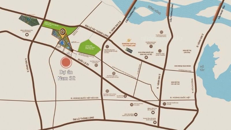 Khu đô thị Nam 32 Hoài Đức: Toàn cảnh quy hoạch và dư địa tăng giá phía Tây Hà Nội Sơ đồ vị trí của khu đô thị Nam 32