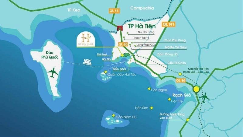 Khu đô thị du lịch Nam Hà Tiên: Điểm sáng bất động sản ven biển Kiên Giang Tổng quan vị trí chiến lược của khu đô thị Nam Hà Tiên