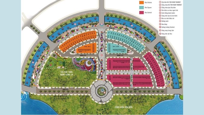 Khu đô thị du lịch Nam Hà Tiên: Điểm sáng bất động sản ven biển Kiên Giang Bản đồ quy hoạch các phân khu tại khu đô thị Nam Hà Tiên