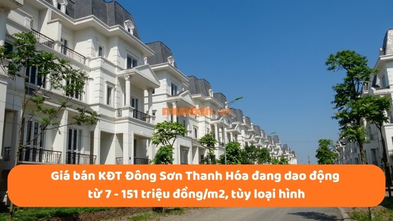Khu đô thị mới Đông Sơn Thanh Hóa: Quy hoạch và giá bán Giá bán KĐT Đông Sơn Thanh Hóa đang dao động từ 7 - 151 triệu đồng/m2, tùy loại hình