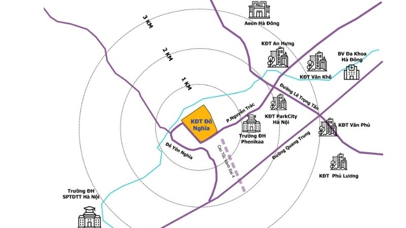 Khu đô thị Yên Nghĩa Hà Đông: Quy hoạch, giá nhà và tiện ích khu dân cư Bản đồ minh họa vị trí và khả năng kết nối giao thông của Khu đô thị Yên Nghĩa