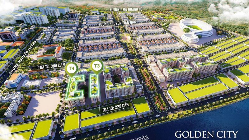 Khu đô thị Golden City: Vị trí, quy hoạch, tiện ích và giá bán Phân khu T3. T4 là NOXH