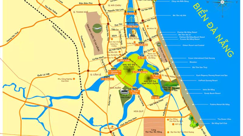 Khu đô thị sinh thái Hòa Xuân: Quy hoạch, tiện ích xanh và cơ hội đầu tư Khu Đô Thị Sinh Thái Hòa Xuân (phía Nam cầu Nguyễn Tri Phương) tọa lạc tại quận Cẩm Lệ, TP Đà Nẵng, nằm tại ngã ba giao thoa giữa sông Hàn, sông Cẩm Lệ và sông Cổ Cò