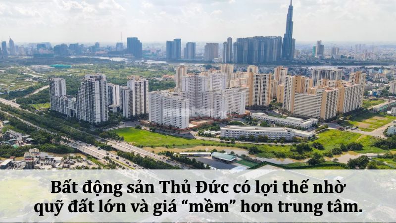 Thị trường bất động sản TP.HCM 2026 tập trung vào nhu cầu thực Bất động sản TP Thủ Đức sở hữu lợi thế lớn với quỹ đất dồi dào và nền giá hợp lý so với trung tâm TPHCM