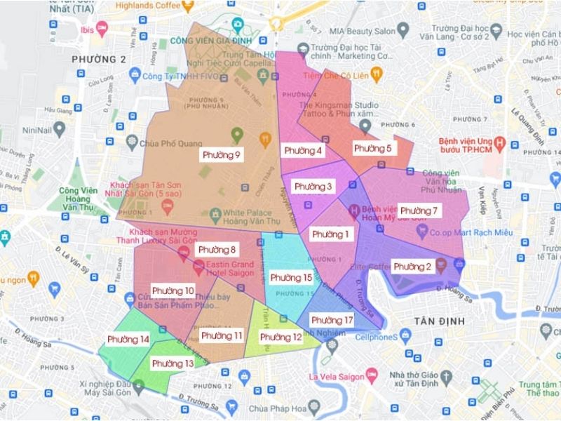 Kinh nghiệm thuê phòng trọ Phú Nhuận giá rẻ, hạn chế rủi ro Bản đồ chi tiết của Quận Phú Nhuận