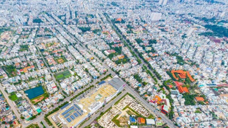 Kinh nghiệm thuê phòng trọ Quận Bình Tân giá rẻ, an tâm Toàn cảnh khu Tên Lửa – An Lạc, quận Bình Tân nhìn từ trên cao