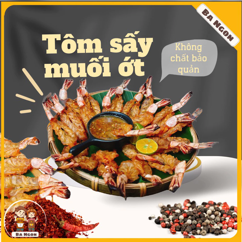Tôm tẩm sấy ăn liền tôm sấy muối ớt ăn liền Hình shop tự chụp