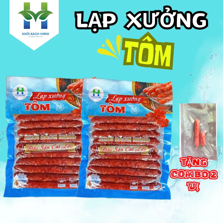 1kg Lạp xưởng tôm thượng hạng Khởi Bách Hưng loại sấy khô bảo quản nhiệt độ thường 1 tháng (tặng gói nhỏ 2 vị)