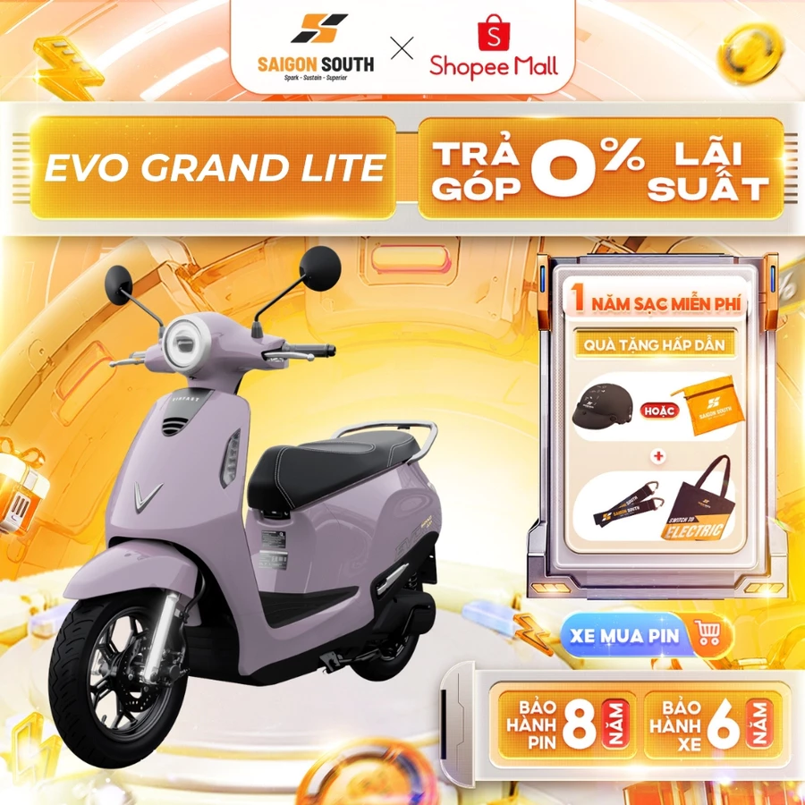 NHẬN HCM Xe Máy Đi&ecirc;̣n VinFast Evo Grand Lite 50cc G&oacute;p 0