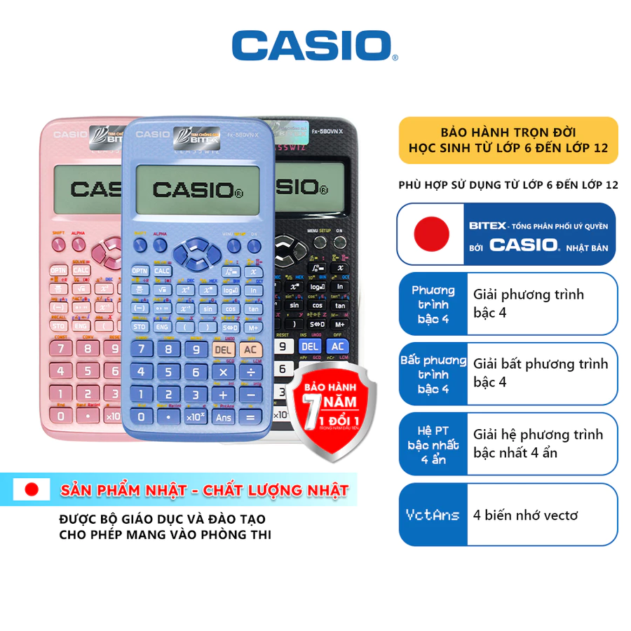 FS M&aacute;y T&iacute;nh Casio FX 580VN X d&agrave;nh cho học sinh cấp 3 cấp 2 chuy&ecirc;n dụng cho ph&ograve;ng thi d&agrave;nh cho thi chuyển cấp đại học